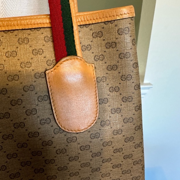 Authentic Vintage Gucci Interlocking GG Monogram Sherry Web Shopper Tote Bag - Picture 6 of 14